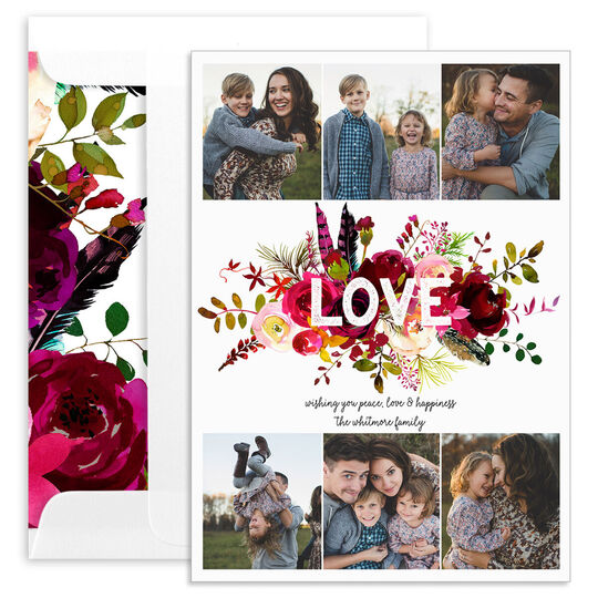 White Boho Vertical Holiday Photo Cards